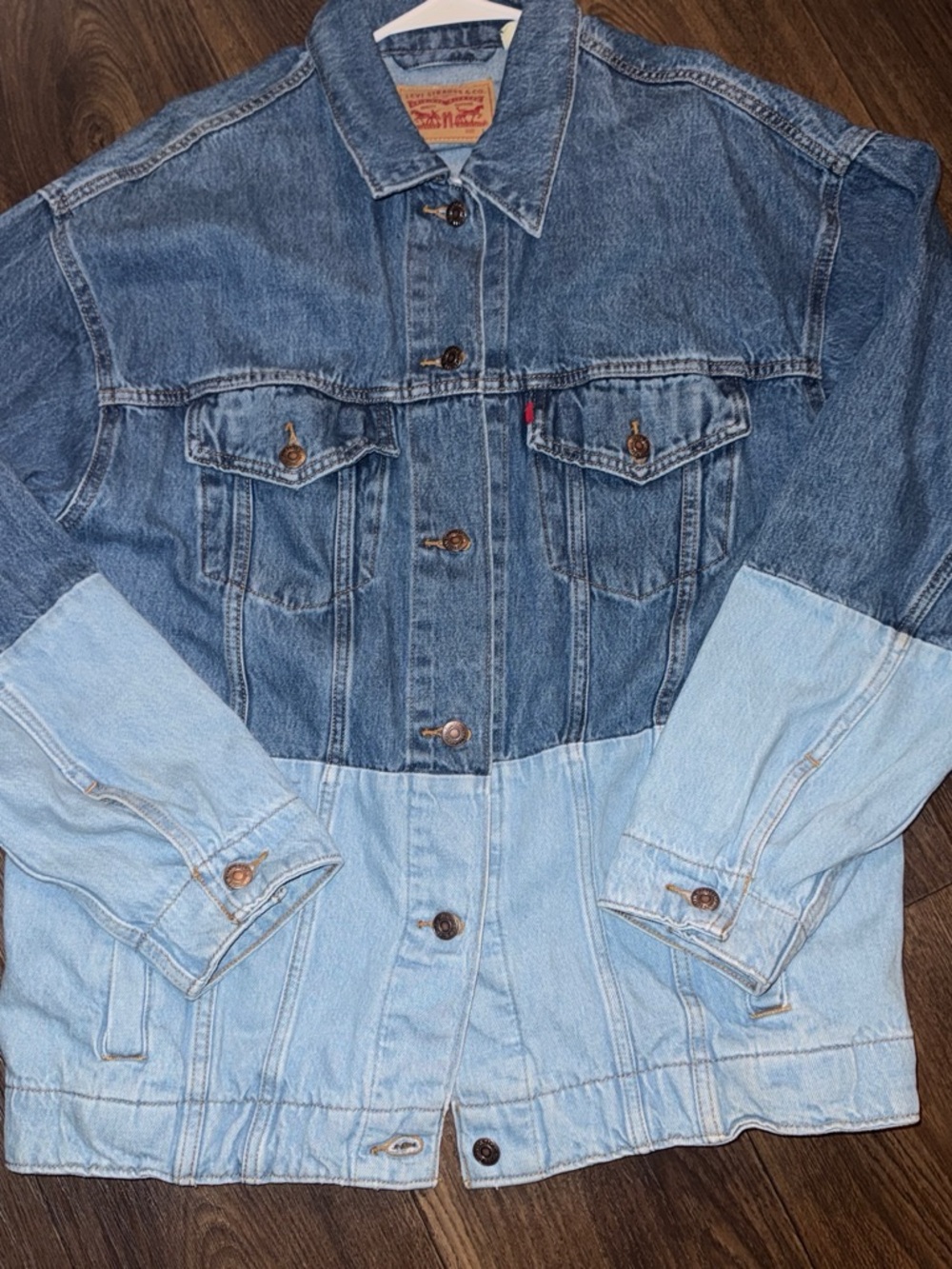 Levi's Two-Tone Blue Denim Jacket with Branded Leather Patch